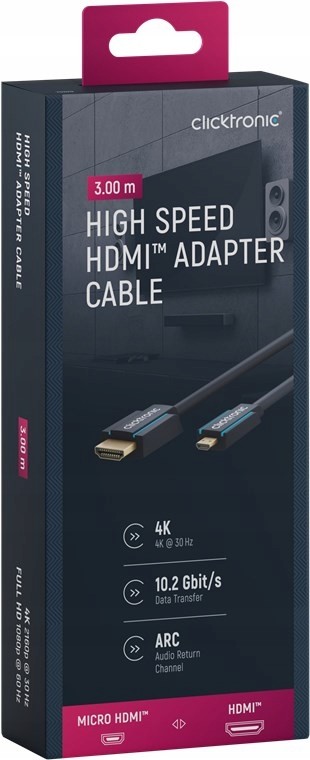 Clicktronic Hdmi kabel micro Hdmi 2.0 4K 60Hz 3m