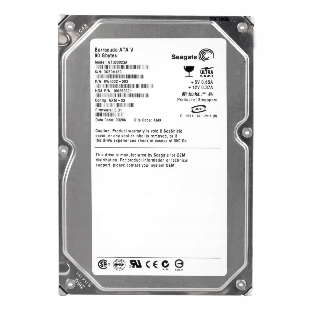 Seagate Barracuda Ata V 80GB Ata 3.5'' ST380023A