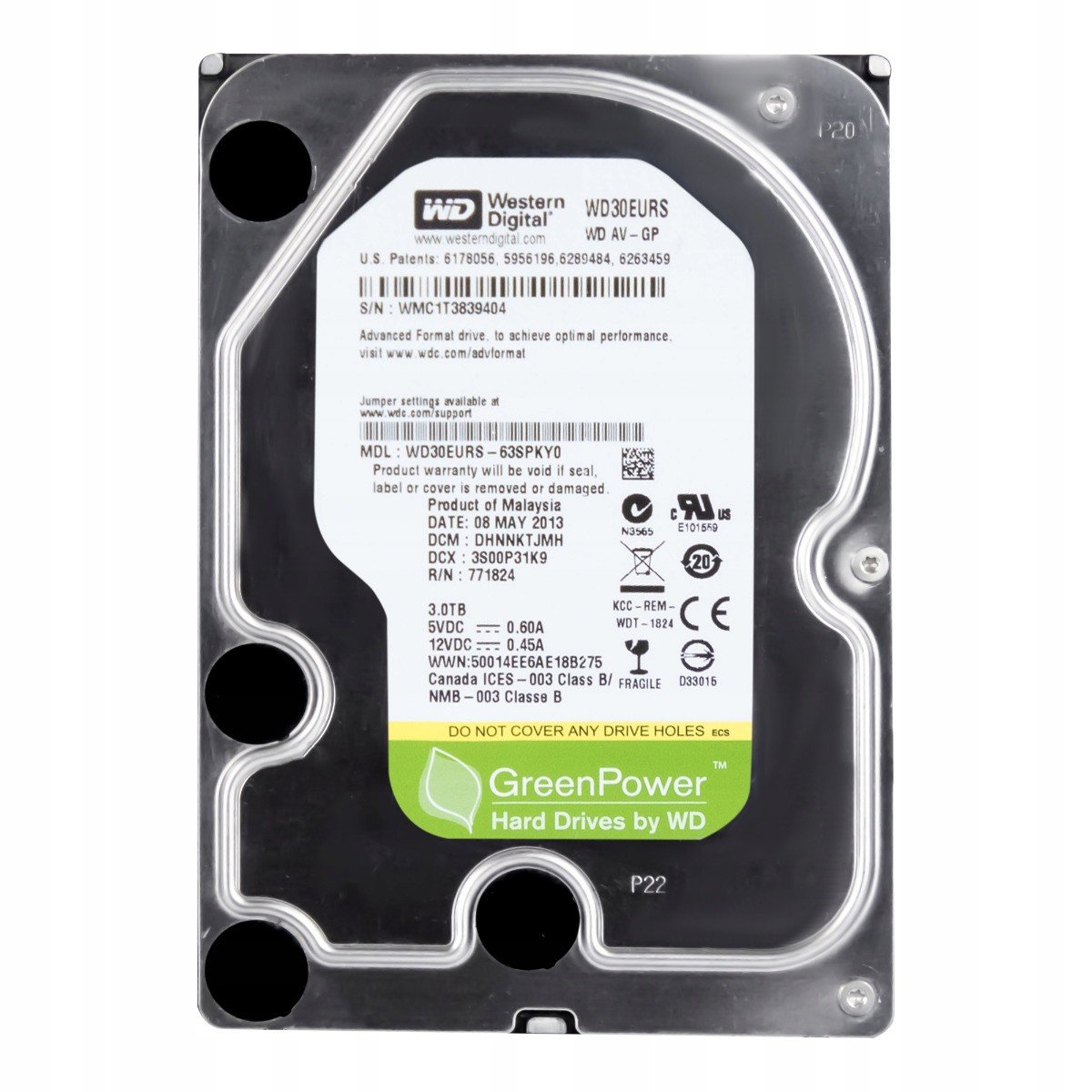 Wd Green 3TB 7,2K 64MB Sata II 3,5'' WD30EURS