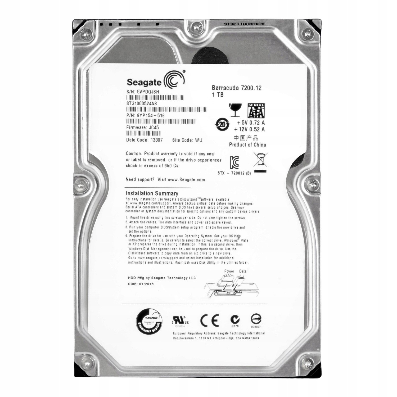 Seagate 1TB 7.2k 32MB Sata III 3.5'' ST31000524AS