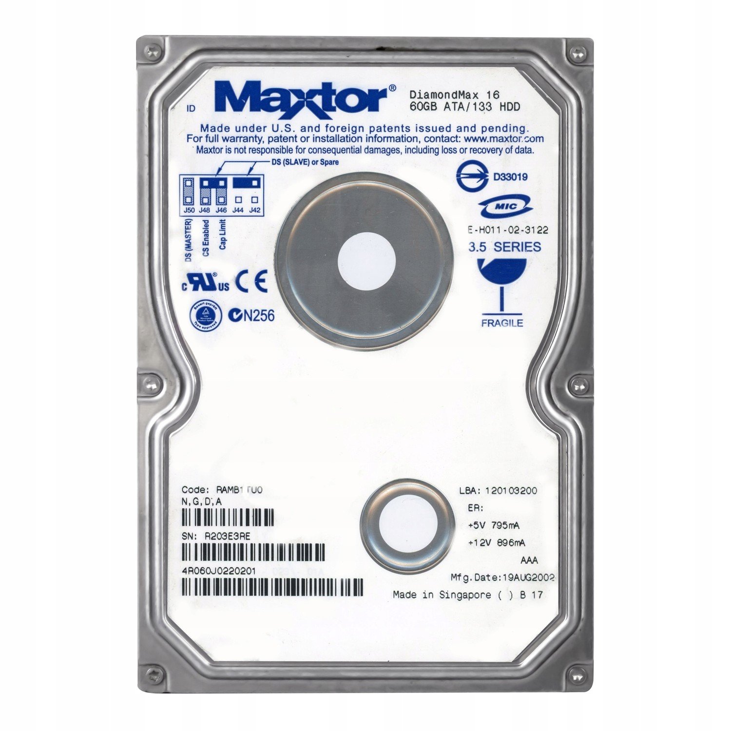 Maxtor DiamondMax 16 60GB 5.4K 2MB Ata 3.5 4R060J0
