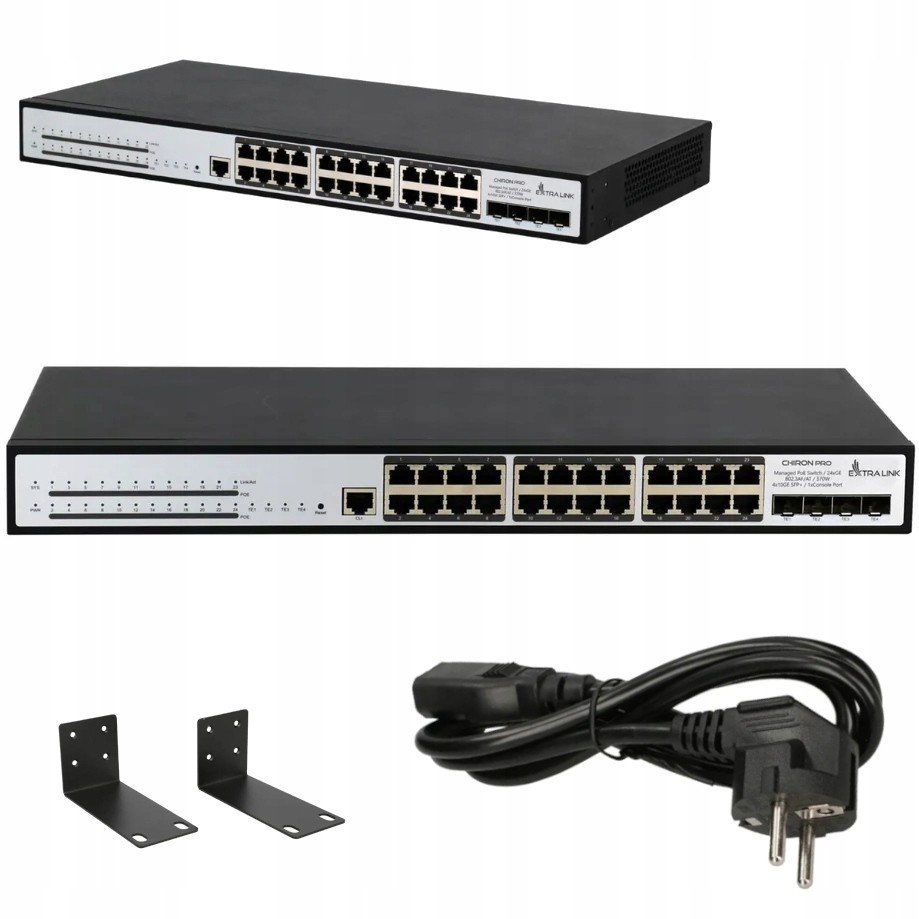 Switch Rack 19'' 24x RJ45 4x Sfp+ L3 1Gbps Gigabit