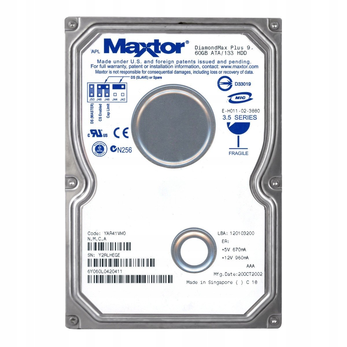 Maxtor DiamondMax 60GB 7.2K 2MB Ata 3.5'' 6Y060L0