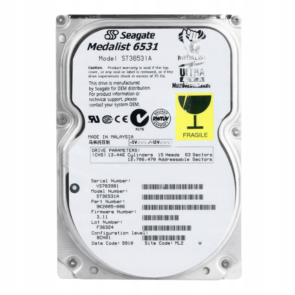 Seagate Medailista 6531 6.5GB 5.4K Ata 3.5' ST36531A