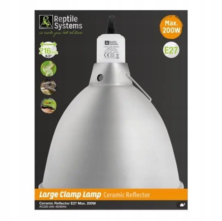 Keramická svěrná lampa Reptile Systems stříbrná 200W