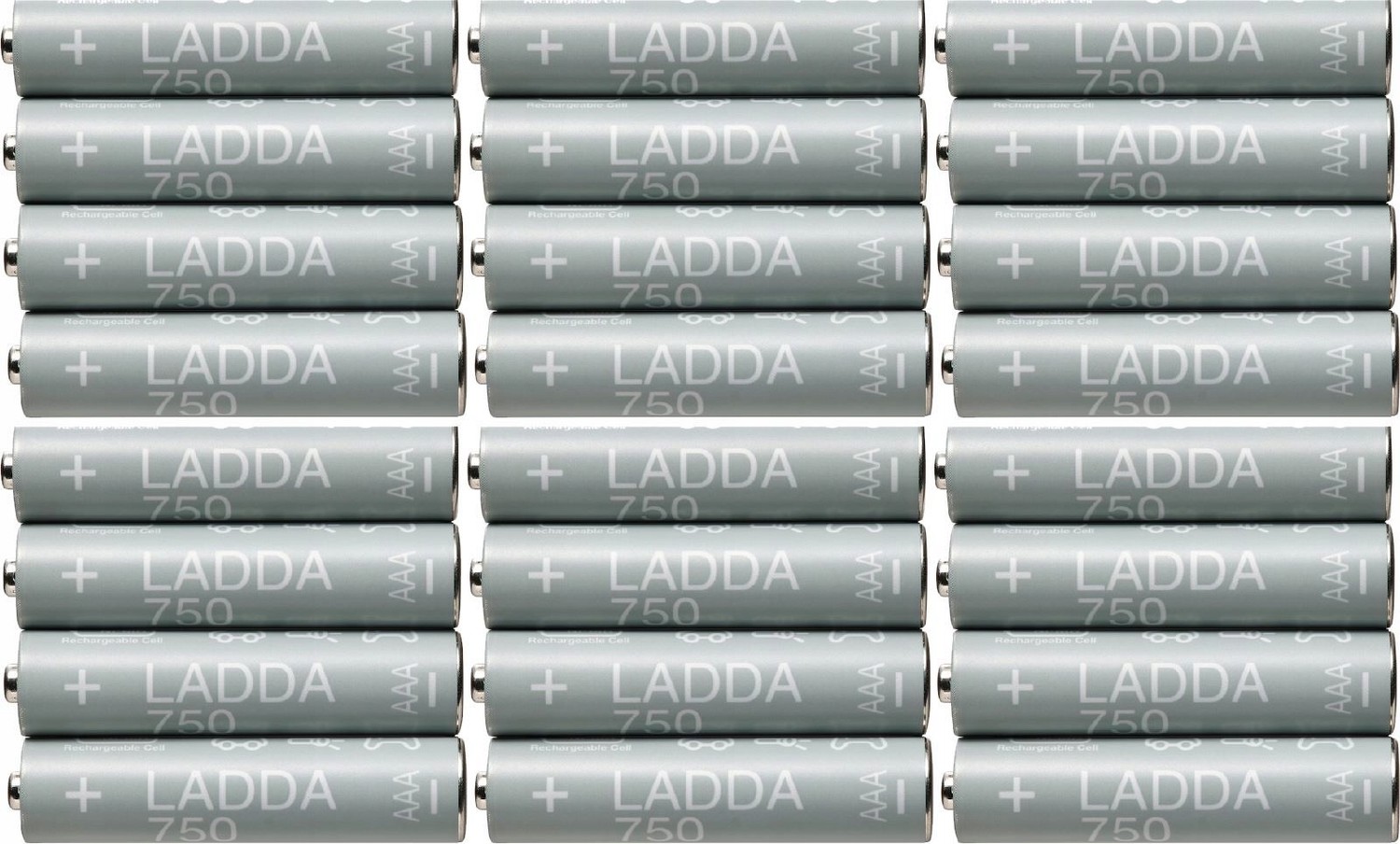 Tenké baterie Aaa 750mAH 24ks Ikea Ladda
