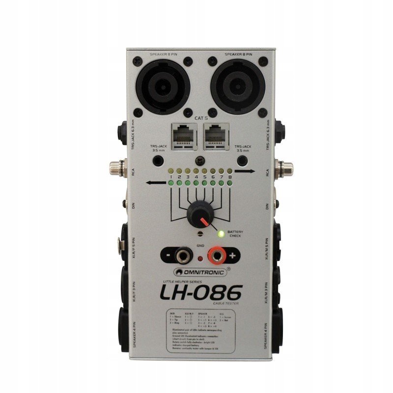 Omnitronic LH-086 Tester Kabelů Pro Audio Kabely