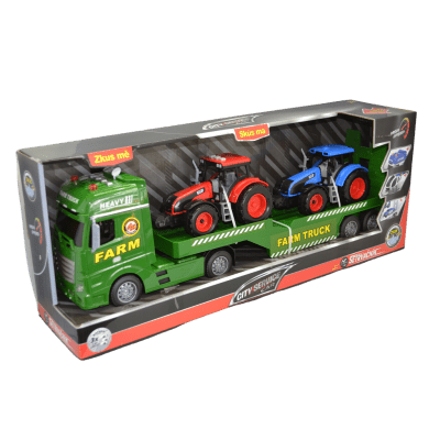 City Service Car - 1:12 Farmářský tahač s vlekem a 2 traktory