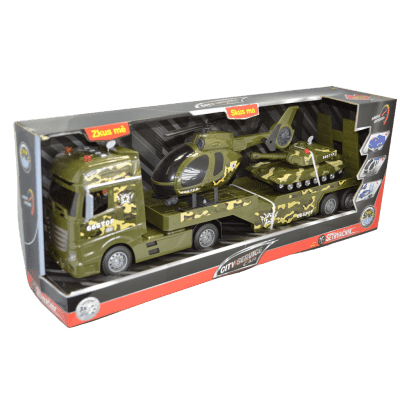 City Service Car - 1:12 Vojenský tahač s vrtulníkem a tankem