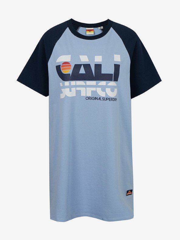 SuperDry Cali Surf Raglan Tshirt Šaty Modrá