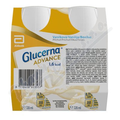 Glucerna Advance 1,6 Kcal vanilková příchuť perorální roztok 220 ml 4 kusy