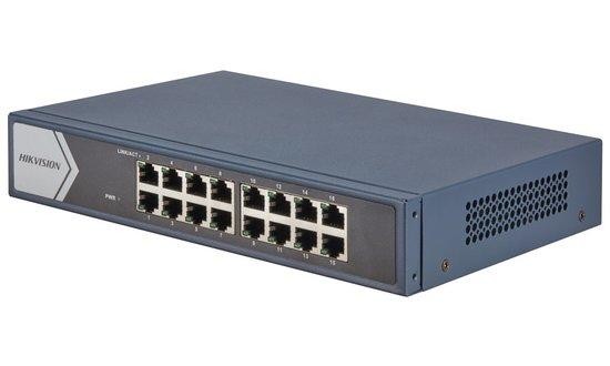 HIKVISION switch DS-3E0516-E(B)/ 16x port/ 10/100/1000 Mbps RJ45 ports/ 32 Gbps/ napájení 220 VAC, 0.3 A, 301801289