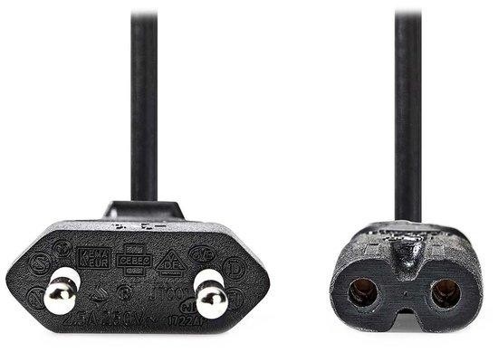 NEDIS napájecí kabel pro adaptéry/ Euro zástrčka - konektor IEC-320-C7/ přímý-přímý/ dvoulinka/ černý/ 1m, CEGL11040BK10