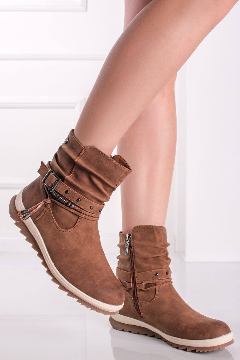 Skořicové kotníkové kozačky 170932