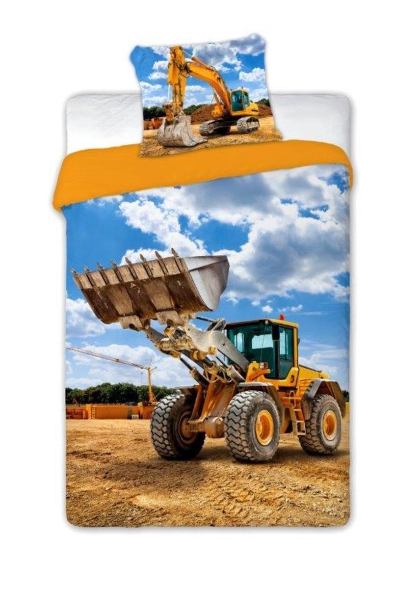 Povlečení Faro bedding excavator modrá žlutá 200x140 cm 90x70