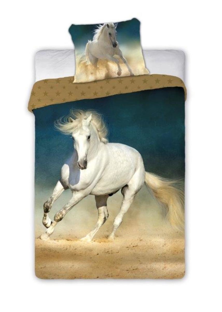 Povlečení Faro bedding white horse bílá hnědá 200x140 cm 90x70