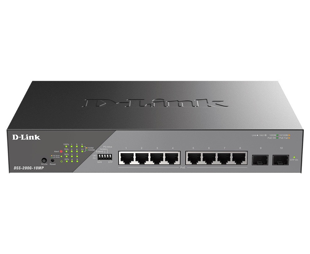 D-Link DSS-200G-10MP/E 10-Port Gigabit Ethernet PoE+ Surveillance Switch