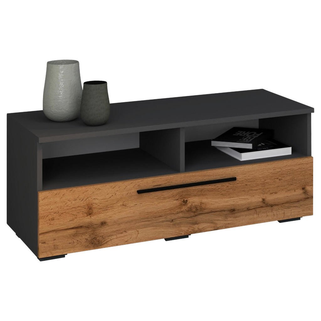 MID.YOU NÍZKÁ KOMODA, antracitová, medově dubová, 95/39/40 cm