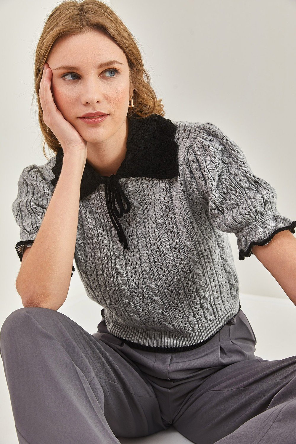 Bianco Lucci Sweater - Gray - Regular fit