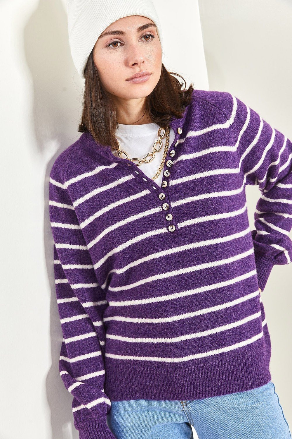 Bianco Lucci Sweater - Purple - Regular fit