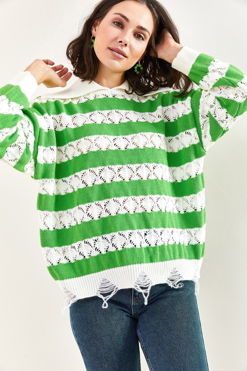 Bianco Lucci Sweater - Green - Regular fit