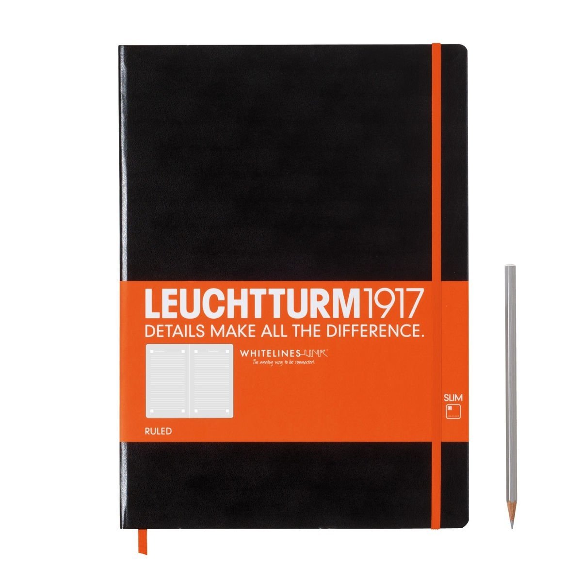 LEUCHTTURM1917 A4 SLIM, WHITELINES LINK, black, ruled 345308