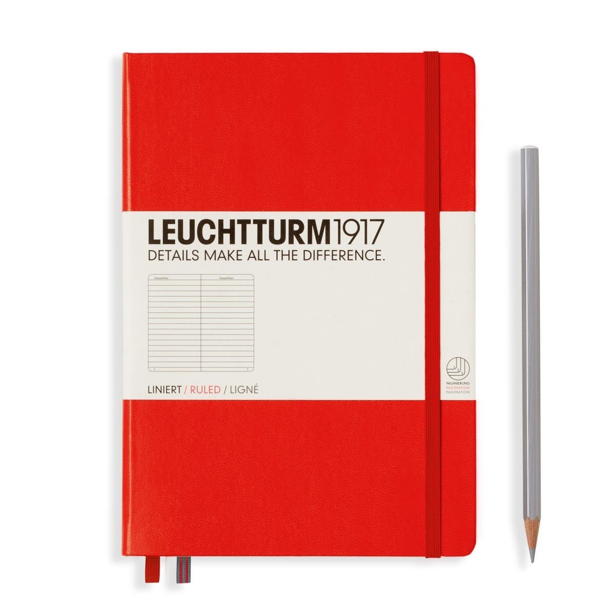 LEUCHTTURM1917 LEUCHTTRUM1917 Notebook Medium A5, Hardcover lined, RED 332933