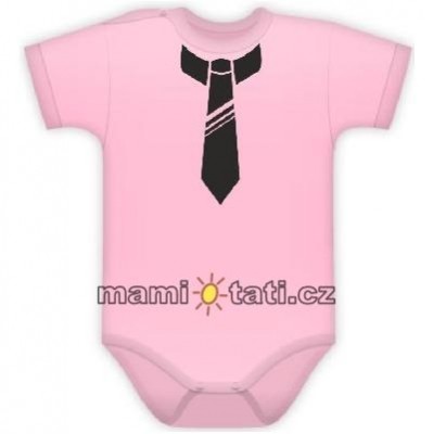 Baby Dejna Body kr. rukávek s potiskem kravaty - sv. růžové, vel. 62 (2-3m)