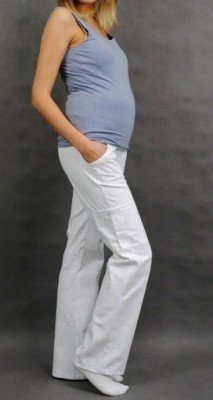 Be MaaMaa Těhotenské kalhoty s boční kapsou - bílá, vel.  S (36)