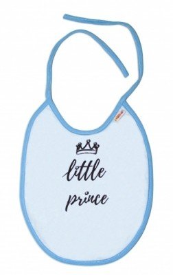 Nepromokavý bryndáček Baby Nellys velký Little prince, 24 x 23 cm - sv. modrá