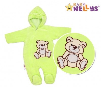 BABY NELLYS Zimní kombinézka/overálek Teddy Bear- zelená, vel. 56 (1-2m)