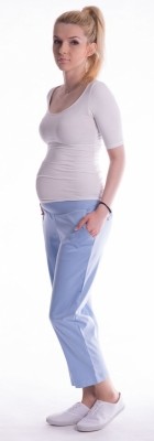 Be MaaMaa Těhotenské 7/8 bederní kalhoty - světle modré, vel.  S (36)