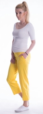 Be MaaMaa Těhotenské 7/8 bederní kalhoty - žluté, vel.  S (36)