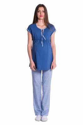 Be MaaMaa Těhotenské,kojící pyžamo - jeans/modrá, vel. XS (32-34)