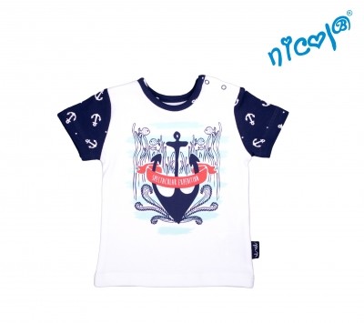 Kojenecké bavlněné tričko Nicol, Sailor - krátký rukáv, bílé, vel. 56, vel. 56 (1-2m)