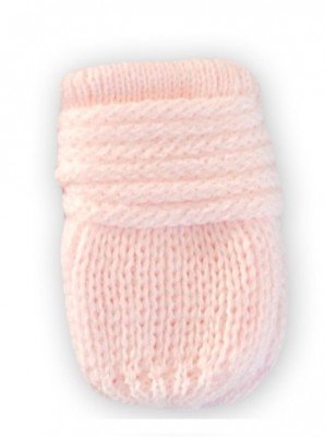 BABY NELLYS Kojenecké rukavičky pletené, zimní - sv. růžové, vel. 56-68 (0-6 m)
