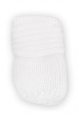 BABY NELLYS Kojenecké rukavičky pletené, zimní - bílé, vel. 56-68 (0-6 m)