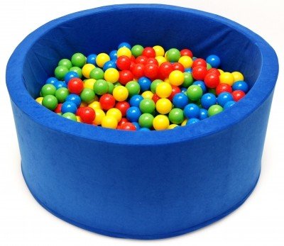 Suchý bazén pro děti 90x40cm kruhový tvar + 200 balónků - modrý, Nellys
