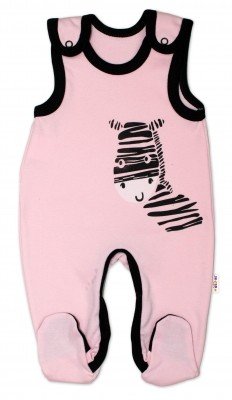 Kojenecké bavlněné dupačky Baby Nellys, Zebra - růžové, vel. 50 (0-1m)