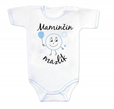 Body krátký rukáv s vtipným textem Baby Nellys, Maminčin mazlík, vel. 56 (1-2m)