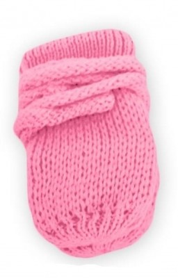 BABY NELLYS Kojenecké rukavičky pletené, zimní - růžové/malinové, vel. 56-68 (0-6 m)