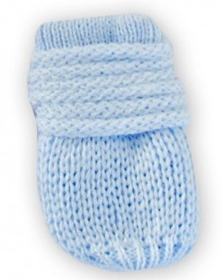 BABY NELLYS Zimní pletené kojenecké rukavičky - sv. modré, vel. 56-68 (0-6 m)
