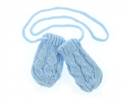 BABY NELLYS Zimní pletené  kojenecké rukavičky se vzorem - sv. modré, vel. 56-68 (0-6 m)