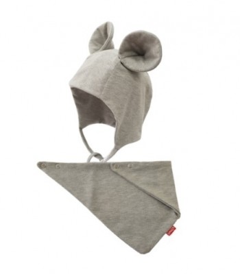 Bexa Bavlněná dvouvrstvá čepice na zavazování Miki + šátek - šedá, vel. 56-62 (0-3m)