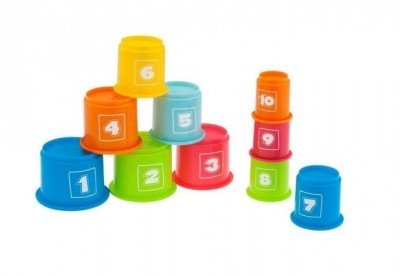 Stohovací kelímky 2 v1 Zvířátka s čísly, Chicco 10 ks, vícebarvevné