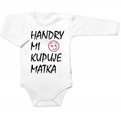 Body dlouhý rukáv Handry mi kupuje matka, Baby Nellys, bílé, vel. 56 (1-2m)