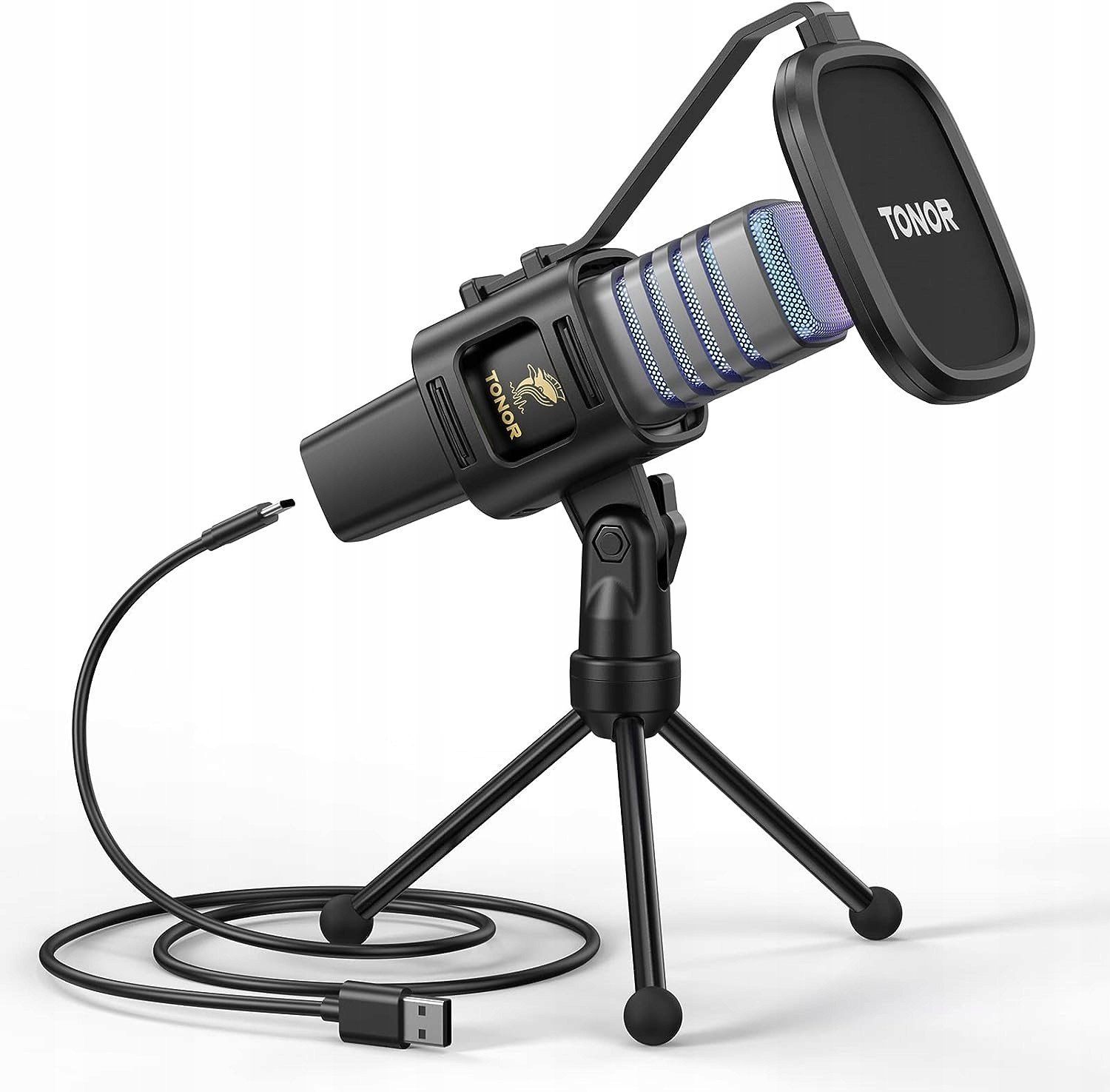 Studiový Mikrofon Stativ Pop Filtr Tonor TC30 Rgb
