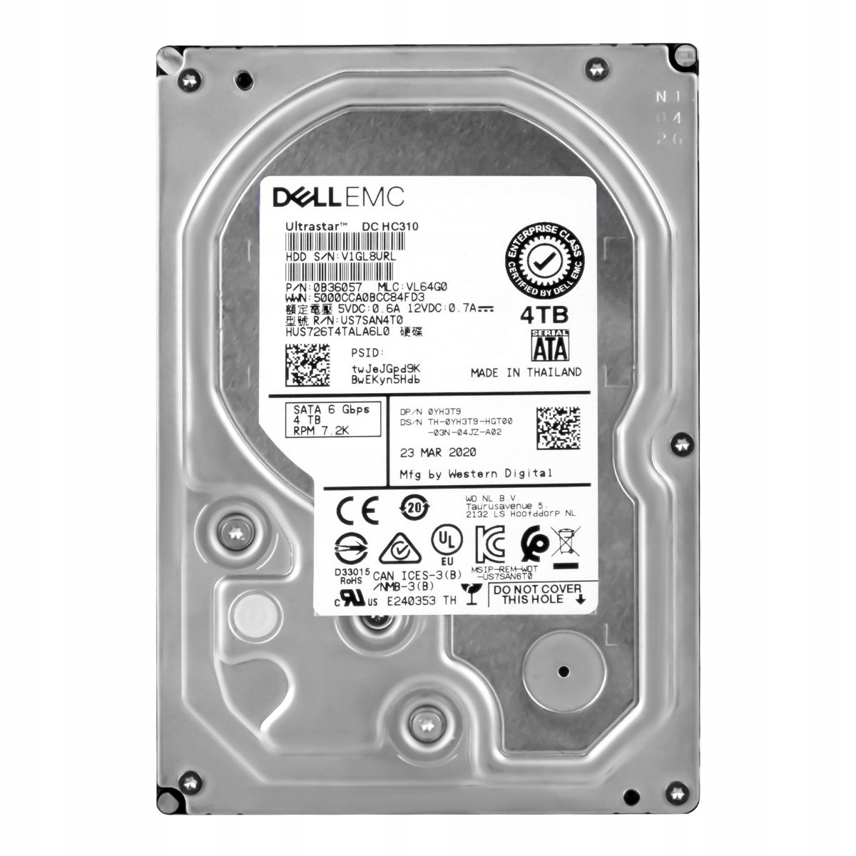 Dell 0YH3T9 4TB 7.2K Sata III 3.5' HUS726T4TALA6L0