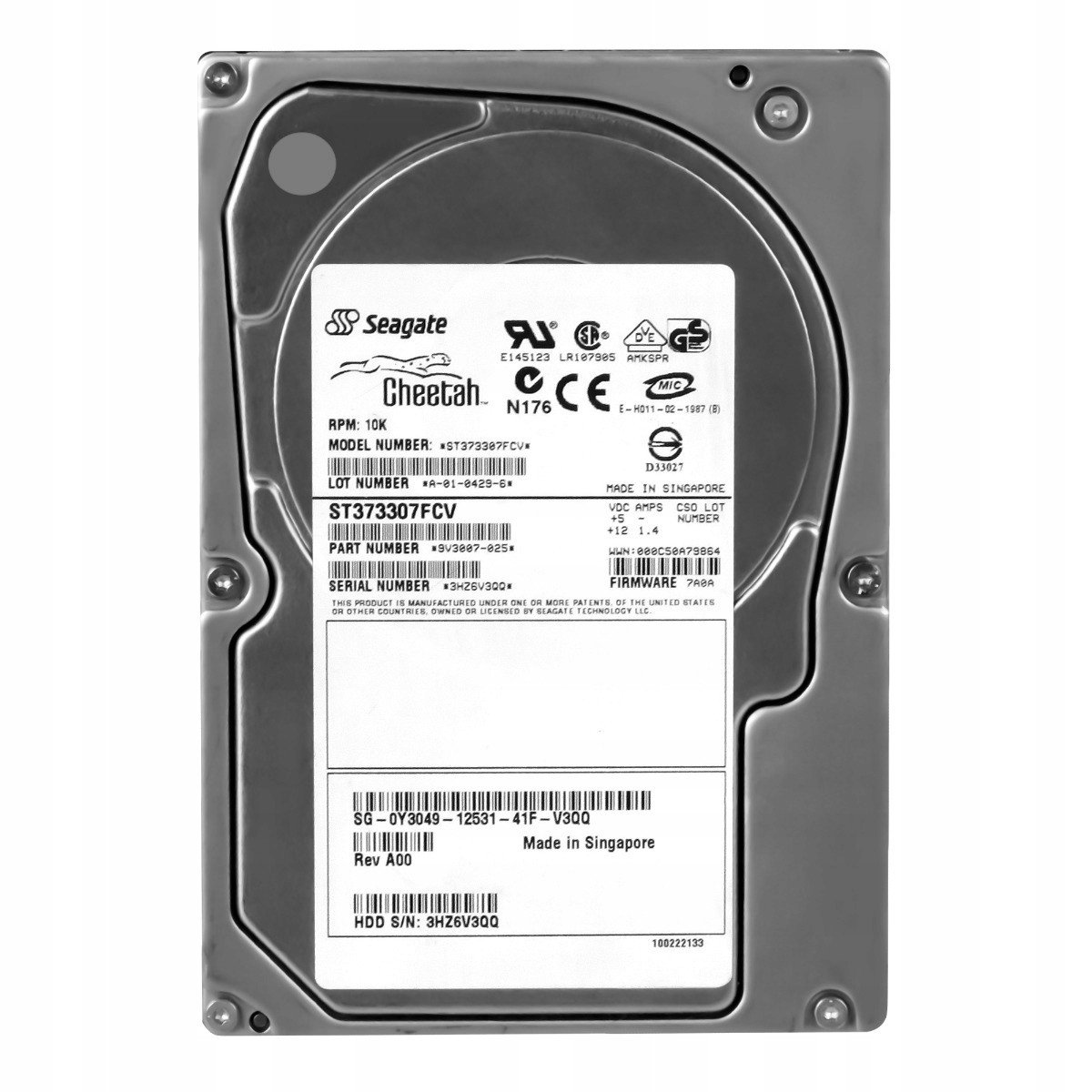Dell 0Y3049 73GB 10K 16MB Fc 3,5'' ST373307FCV