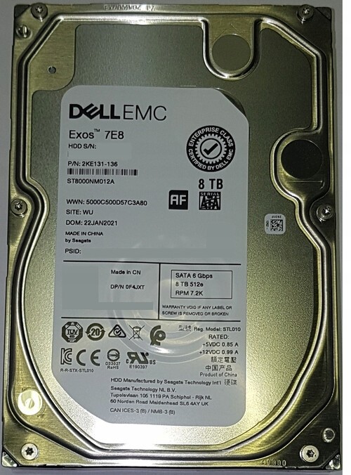 Disk Dell Exos 7e8 8TB ST8000NM012A Sata 0F4JXT